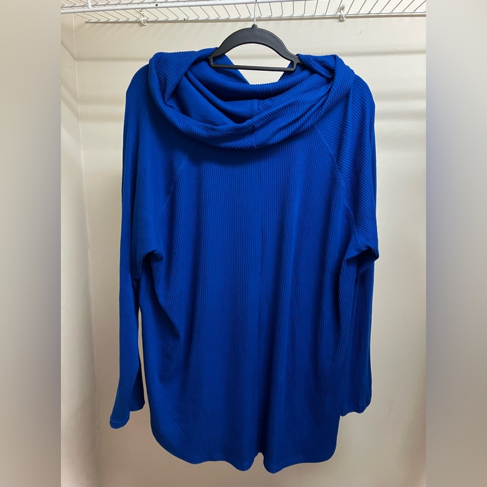 Electric blue sweater tunic ribbed very soft turtle neck - Picture 2 of 4